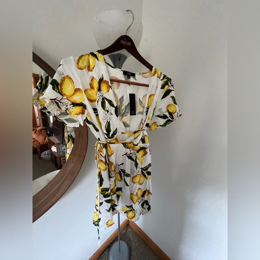 Lulu's Lemon Print Wrap Blouse